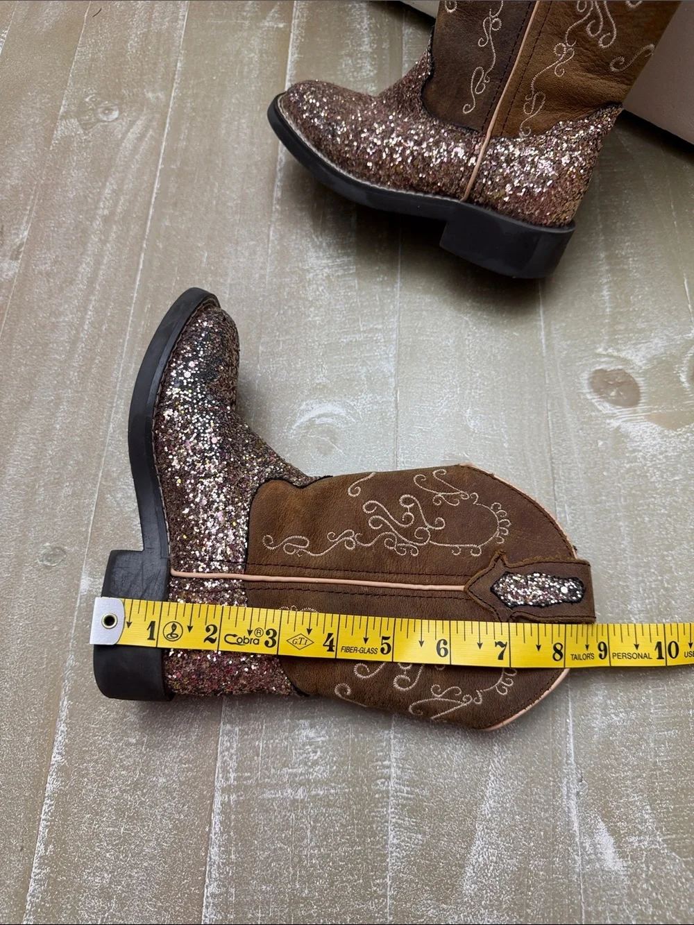 Girls Size 10 Shyanne Brown Glitter Cowgirl Boots